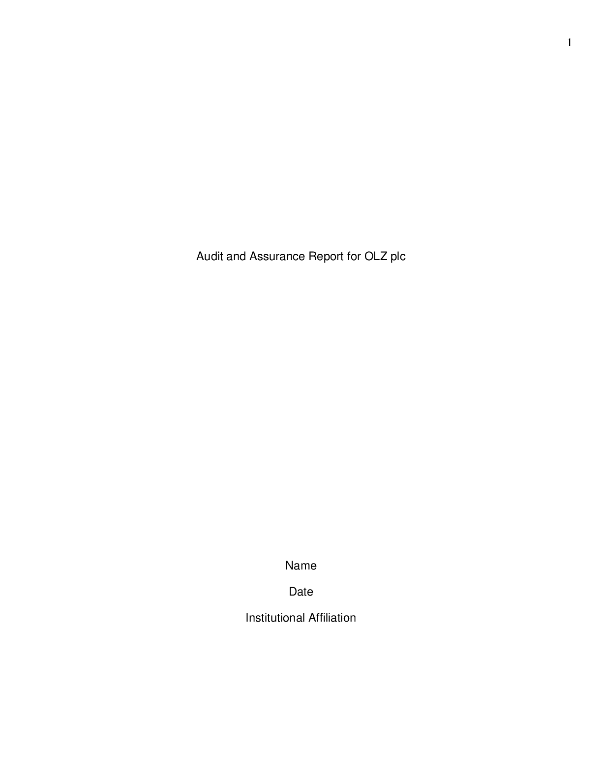 Preview image for M10EFA: Audit and Assurance Report for OLZ plc